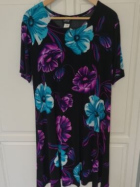 Vintage Jostar Made In USA Black And Floral Dress